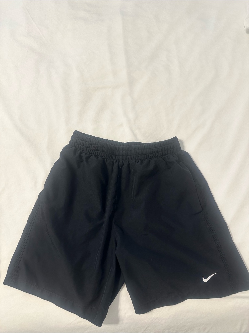 Nike Youth Black Athletic Shorts with White Swoosh